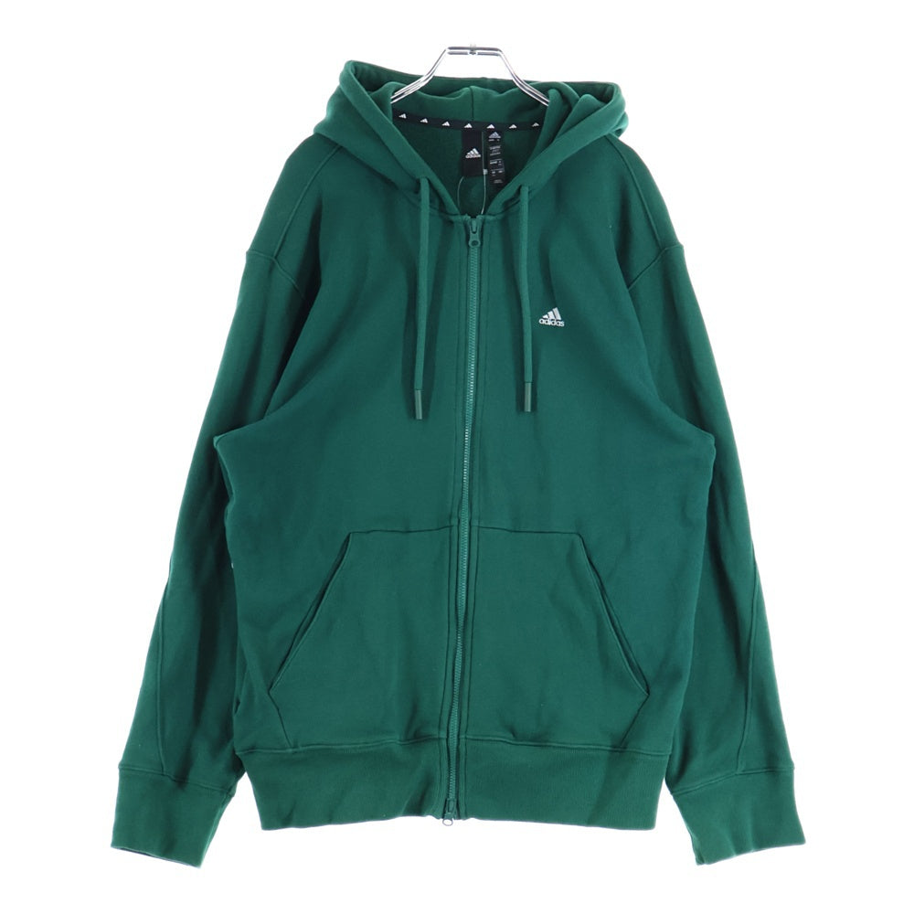 adidas(アディダス) ロゴエンブロイダリー ジップアップ プルオーバースウェットパーカー フーディ グリーン H45370