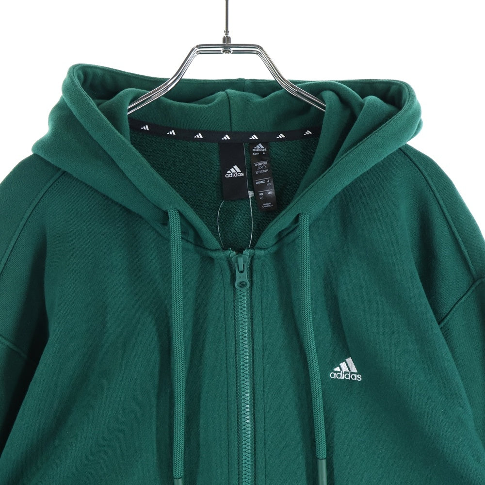 adidas(アディダス) ロゴエンブロイダリー ジップアップ プルオーバースウェットパーカー フーディ グリーン H45370