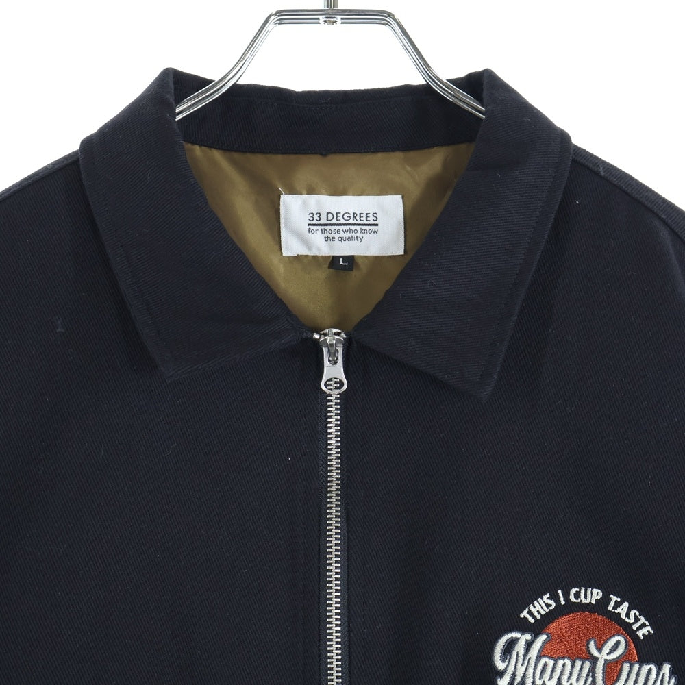NO BRAND(ノーブランド) 【33 DEGREES サーティスリーディグリーズ】DESENT MEET JACKET エンブロイダリー ジップアップ ジャケット ブルゾン ブラック 3301710-104