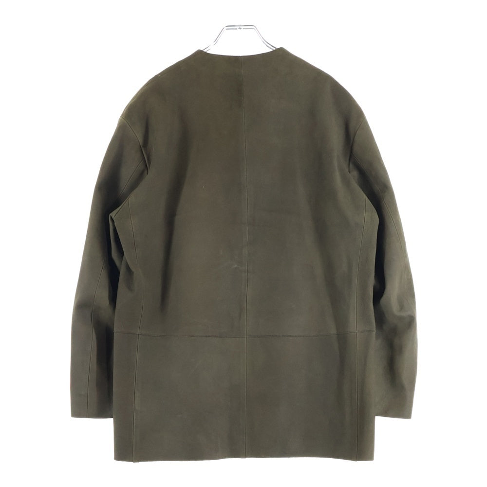 RAKINES(ラキネス) ENTERFINO LAMB LEATHER-COLLARLESS JACKET エントロフィーノ ラムレザー テーラードジャケット ブラウン 11S24SS236B