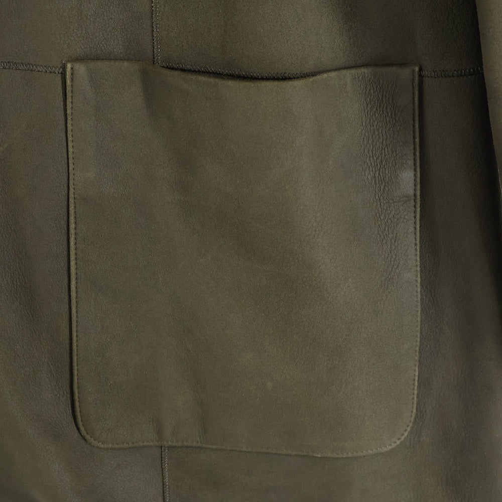 RAKINES(ラキネス) ENTERFINO LAMB LEATHER-COLLARLESS JACKET エントロフィーノ ラムレザー テーラードジャケット ブラウン 11S24SS236B