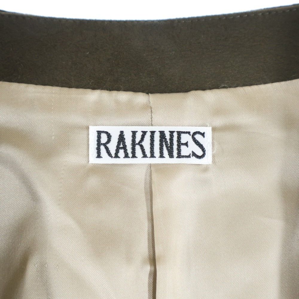 RAKINES(ラキネス) ENTERFINO LAMB LEATHER-COLLARLESS JACKET エントロフィーノ ラムレザー テーラードジャケット ブラウン 11S24SS236B
