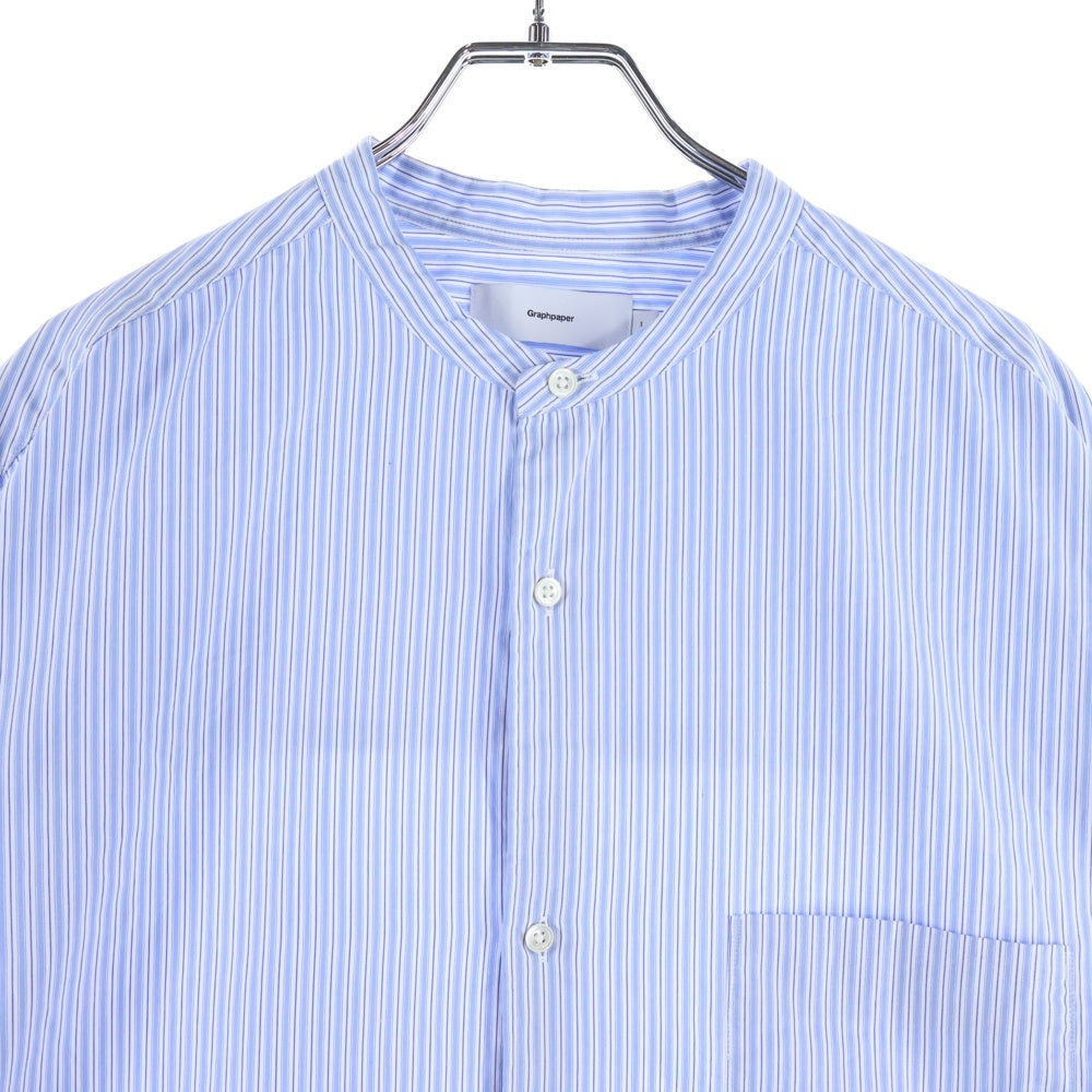 Graphpaper(グラフペーパー) ×SOKTAS ×ソクタス ストライプ バンドカラー ロングスリーブシャツ ブルー GM234-50105