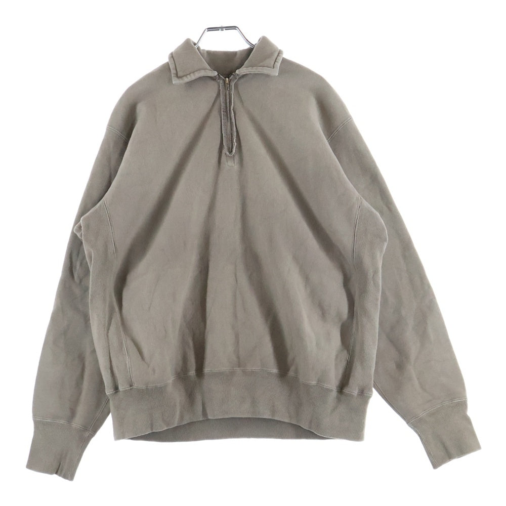 A.PRESSE(アプレッセ) VINTAGE HALF ZIP SWEAT 襟付き ヴィンテージ ハーフジップ スウェット ベージュ 25AAP-05-80