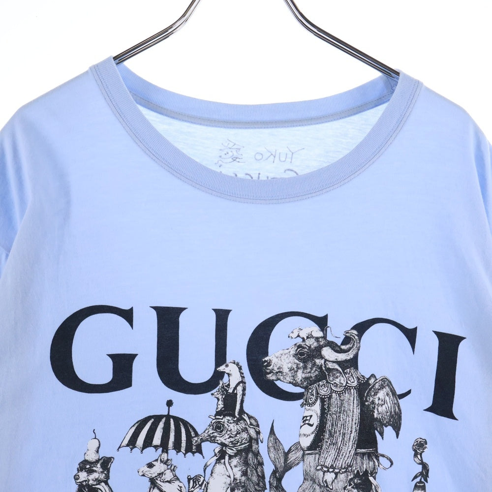 GUCCI(グッチ) ×ヒグチユウコ ロゴプリント半袖Tシャツ カットソー ブルー