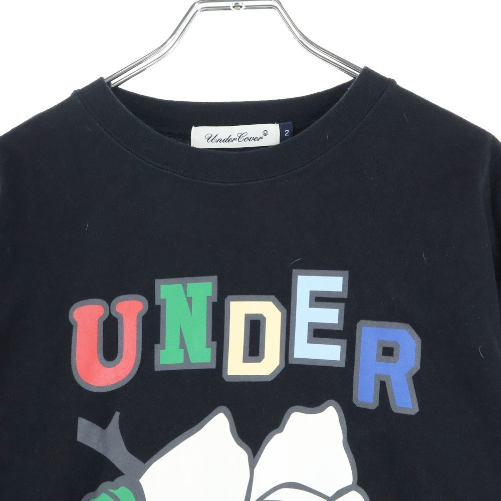 UNDERCOVER(アンダーカバー) 23AW ローズフロントプリント 半袖Tシャツ カットソー ブラック UC2C3807