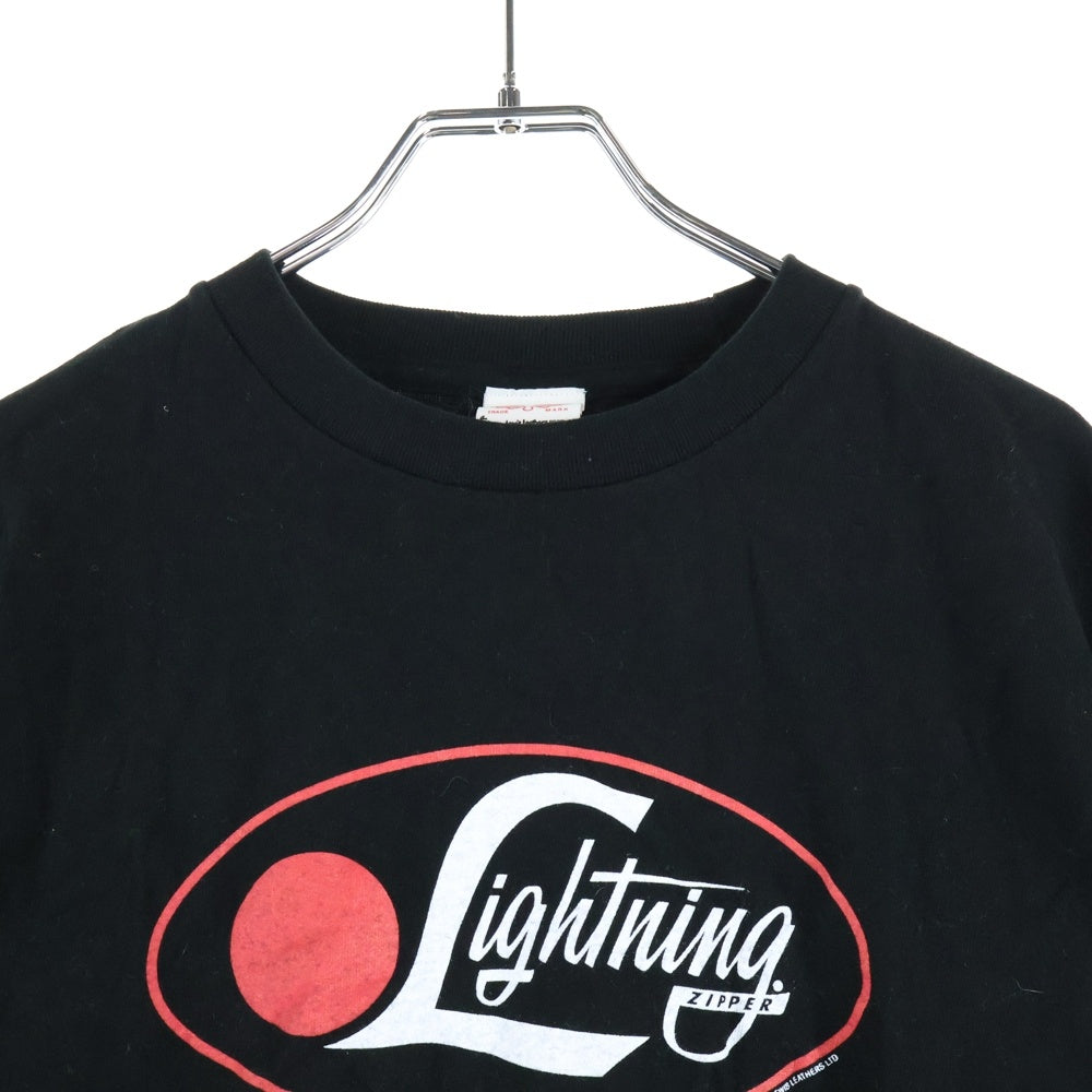Lewis Leathers(ルイスレザー) LIGHTNING ZIPPERS ライトニングジッパー フロントプリント 半袖Tシャツ カットソー ブラック