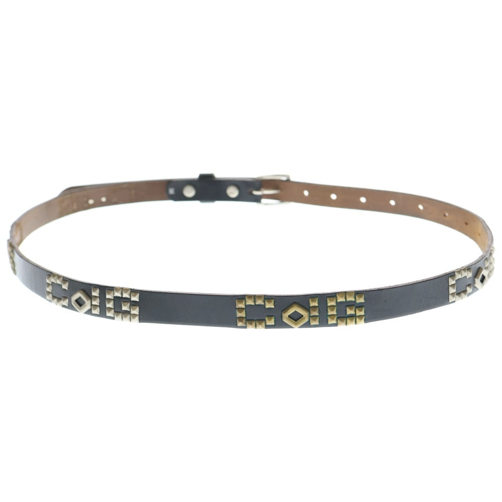 COMME des GARCONS(コムデギャルソン) ×WOLF'S HEAD Special Studs Belt ウルフズヘッド スペシャル ロゴスタッズ ナローベルト ブラック
