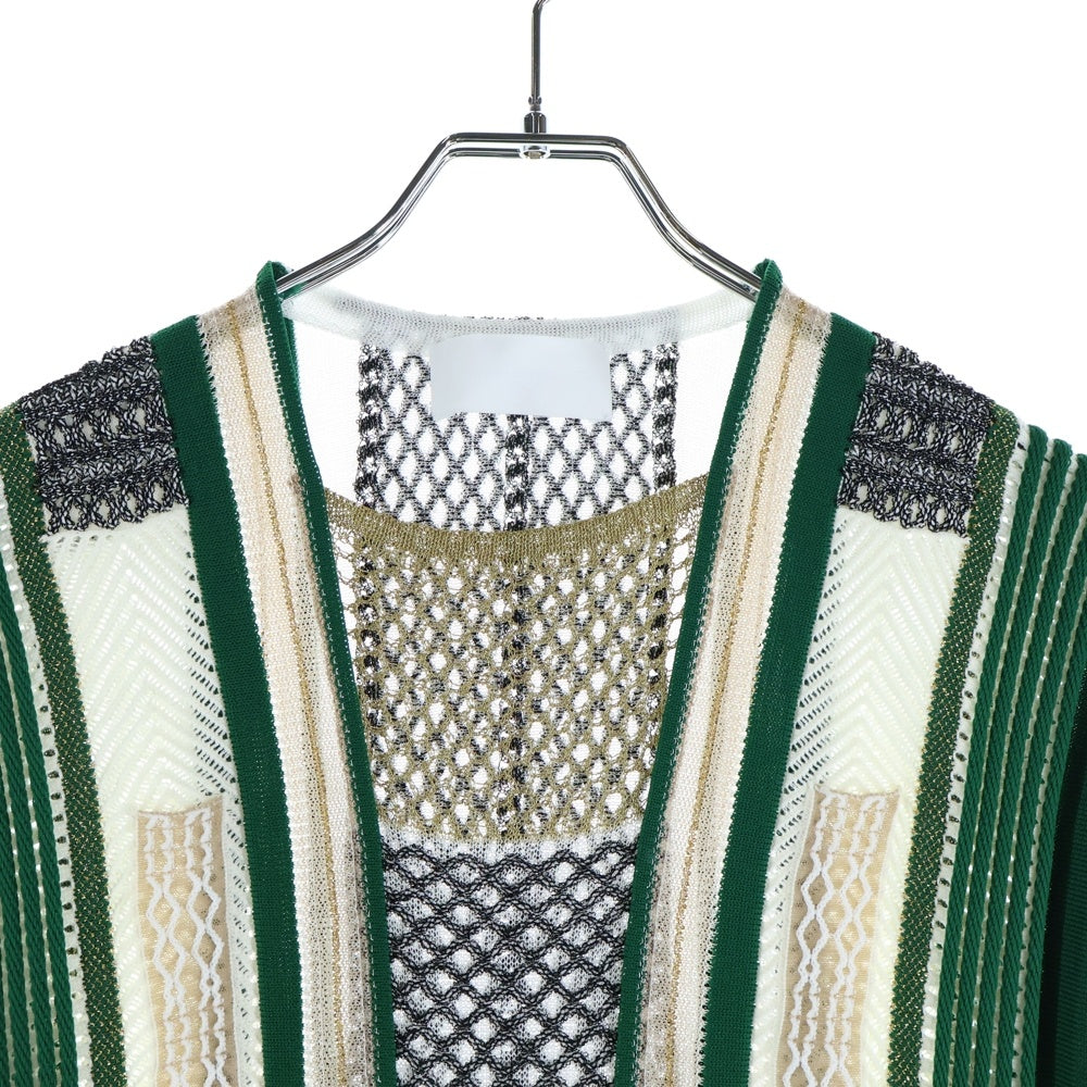 Mame Kurogouchi(マメ クロゴウチ) ネット ストライプニットドレス ノースリーブワンピース レディース