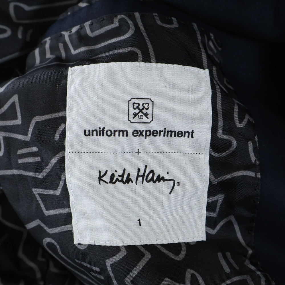 UNIFORM EXPERIMENT(ユニフォームエクスペリメント) ×Keith Haring キースへリング マルチポケット 2B テーラードジャケット ネイビー UE-112005