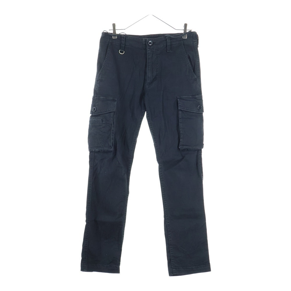 UNIFORM EXPERIMENT(ユニフォームエクスペリメント) マルチポケット シルバーベルトループ付き ジップアップ カーゴパンツ ブラック UE-112123