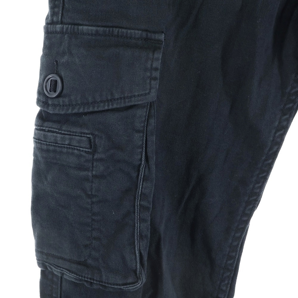 UNIFORM EXPERIMENT(ユニフォームエクスペリメント) マルチポケット シルバーベルトループ付き ジップアップ カーゴパンツ ブラック UE-112123