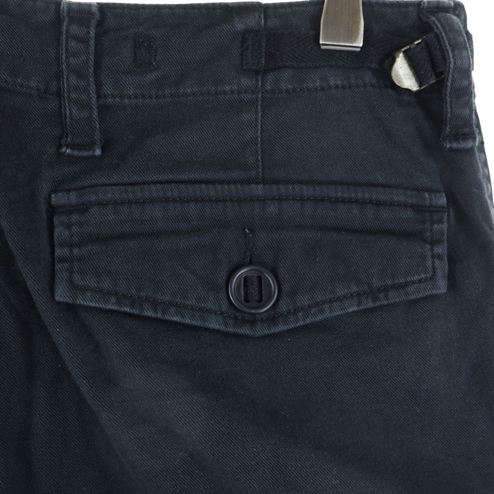 UNIFORM EXPERIMENT(ユニフォームエクスペリメント) マルチポケット シルバーベルトループ付き ジップアップ カーゴパンツ ブラック UE-112123