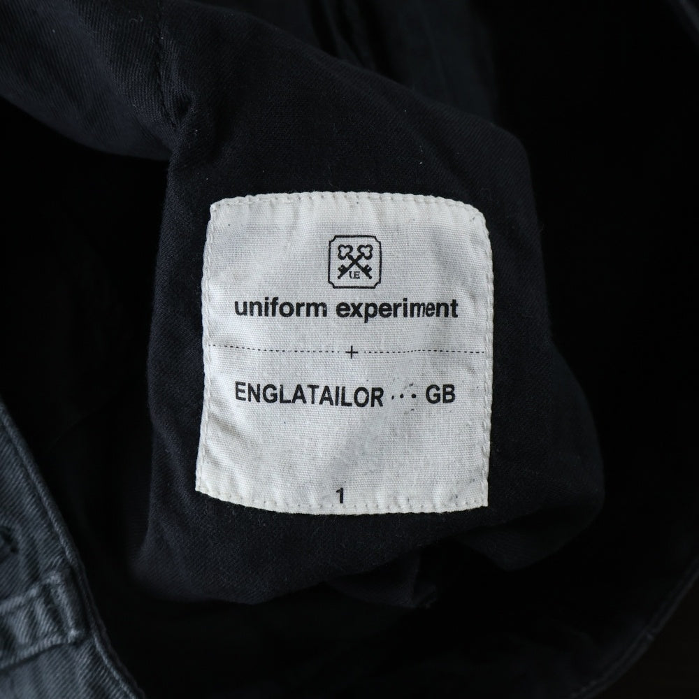 UNIFORM EXPERIMENT(ユニフォームエクスペリメント) マルチポケット シルバーベルトループ付き ジップアップ カーゴパンツ ブラック UE-112123