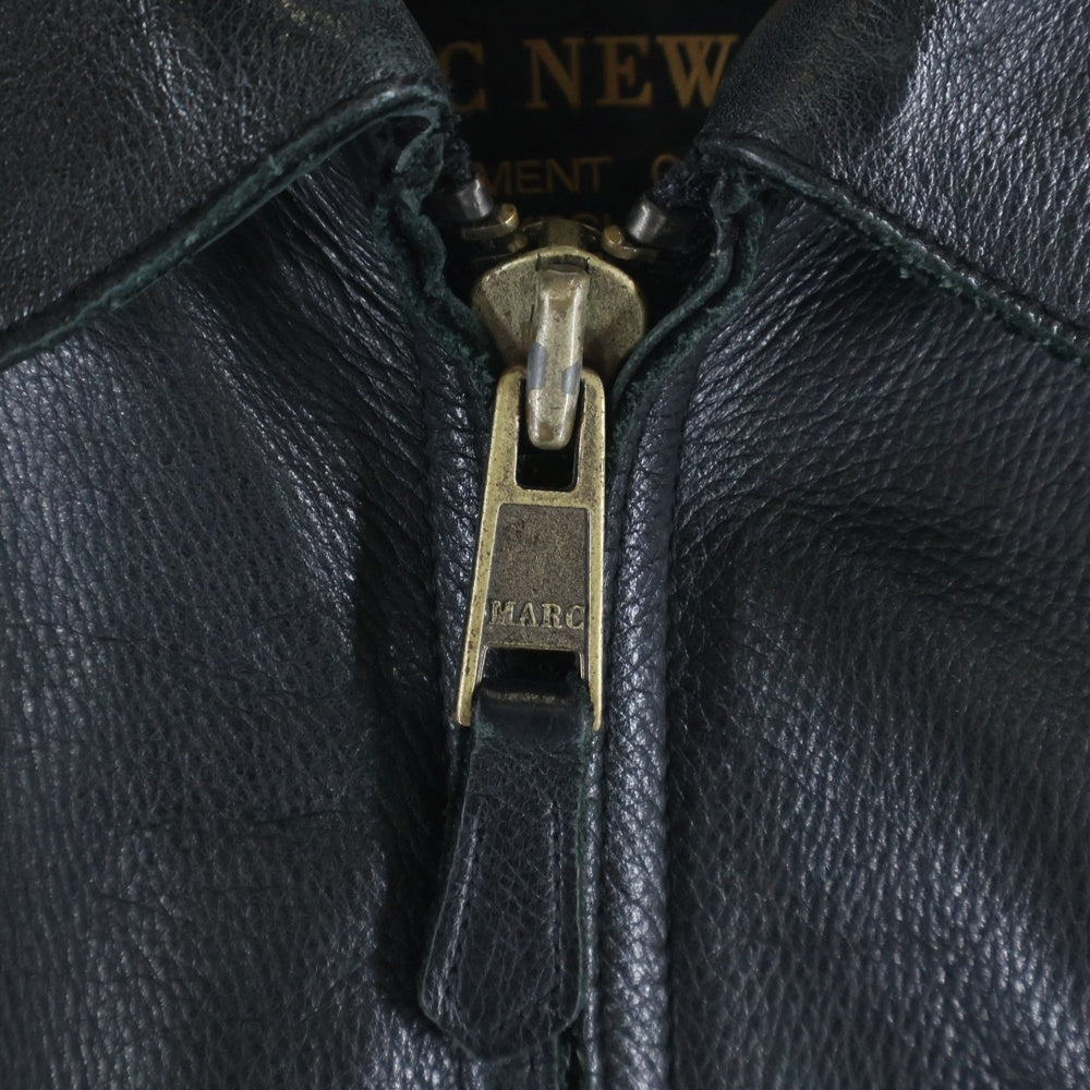 NO BRAND(ノーブランド) MARC NEW YORK マークニューヨーク 襟付き ジップアップ シングルレザージャケット ブラック