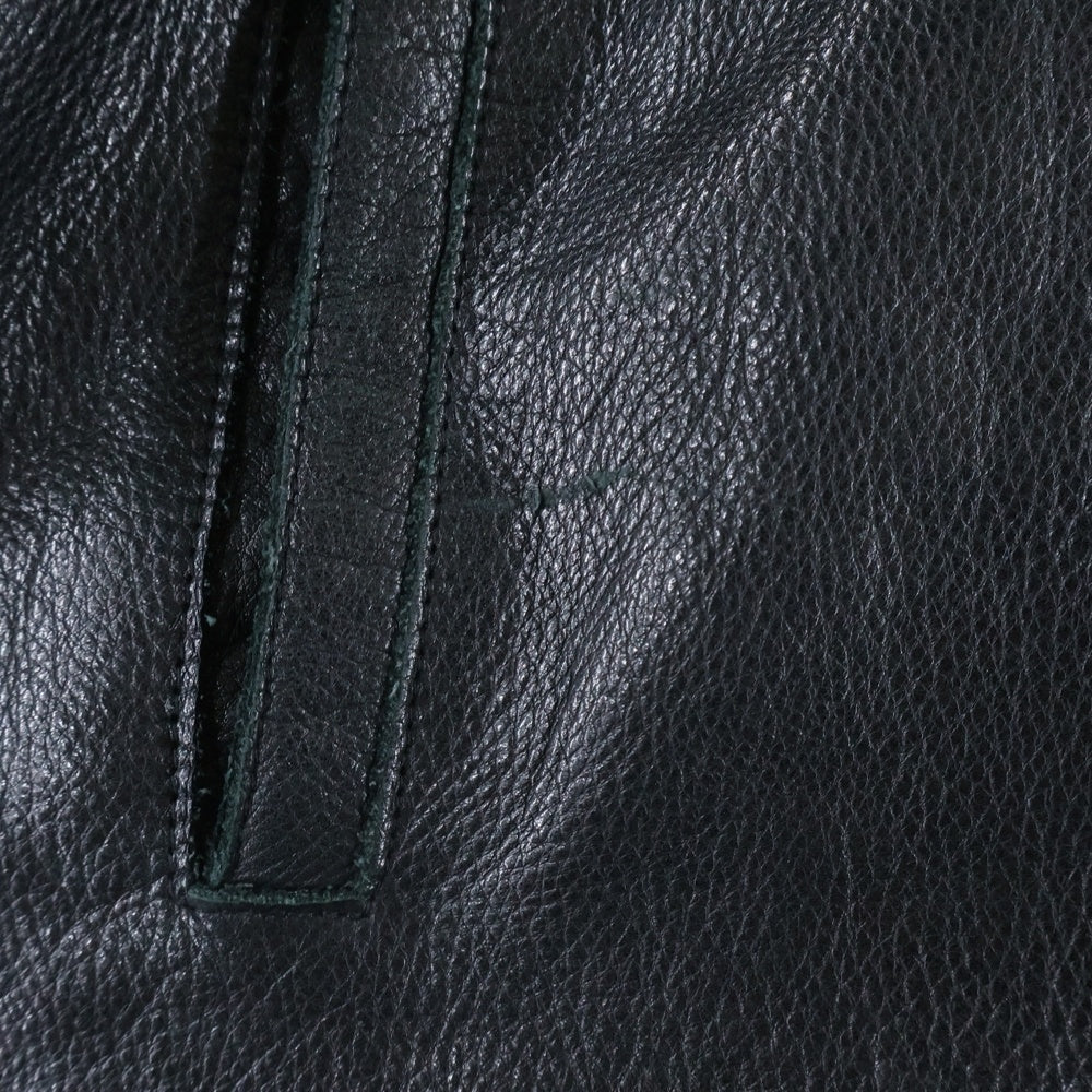 NO BRAND(ノーブランド) MARC NEW YORK マークニューヨーク 襟付き ジップアップ シングルレザージャケット ブラック