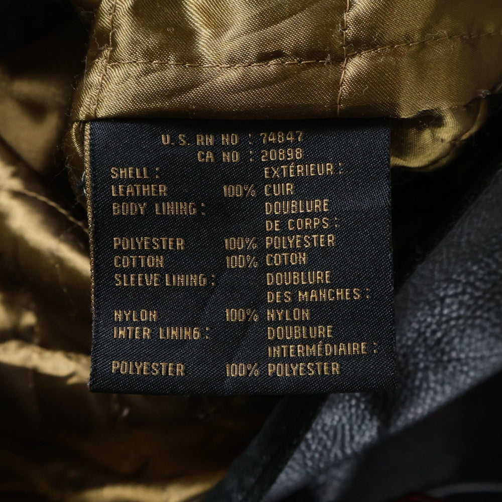 NO BRAND(ノーブランド) MARC NEW YORK マークニューヨーク 襟付き ジップアップ シングルレザージャケット ブラック