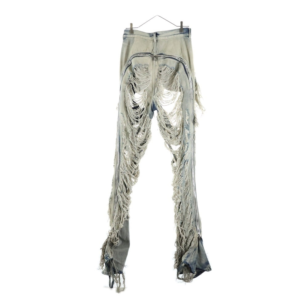 Rick Owens(リックオウエンス) 23AW BOLAN BANANA ボラン バナナ サイドジップ ダメージ加工ロングフレア デニムパンツ インディゴ RR02C7313-DMPSH