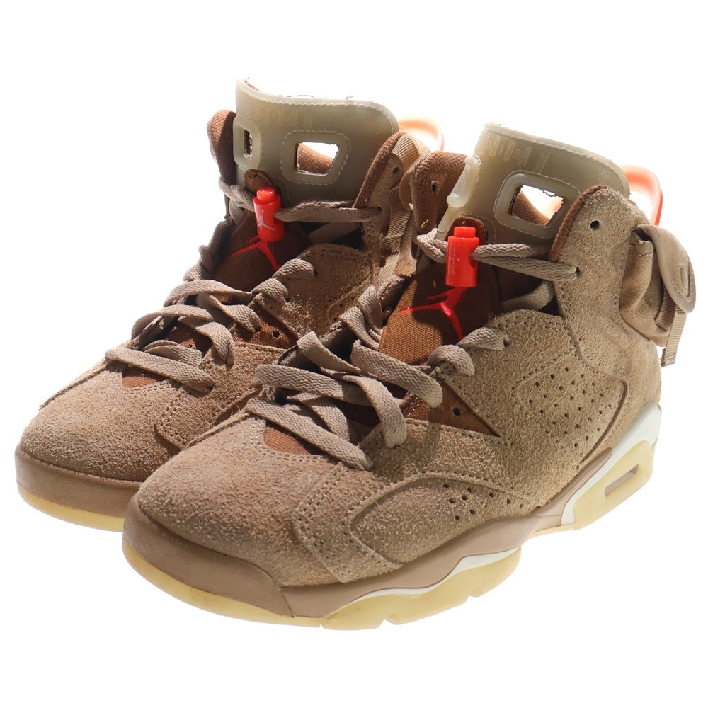 NIKE(ナイキ) ×TRAVIS SCOTT AIR JORDAN6 RETRO SP BRITISH KHAKI トラヴィススコット エアジョーダン6 レトロ ハイカットスニーカー レディース US6.5/24.5cm DH0690-200