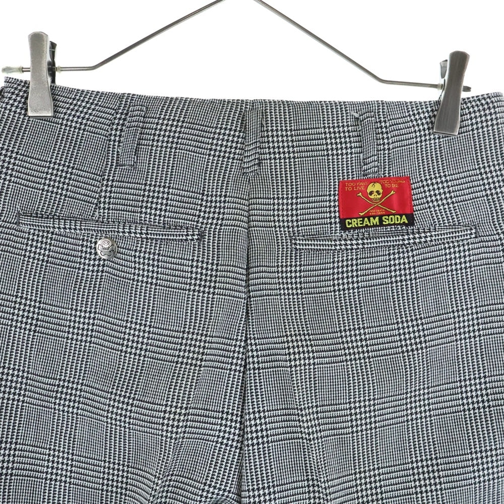 CREAM SODA(クリームソーダ) 千鳥格子柄 2タック テーパードスラックスパンツ グレー