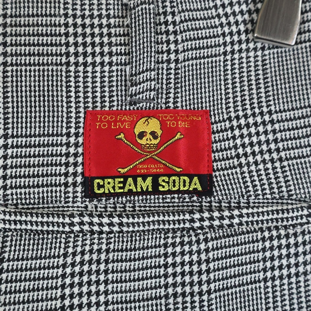 CREAM SODA(クリームソーダ) 千鳥格子柄 2タック テーパードスラックスパンツ グレー