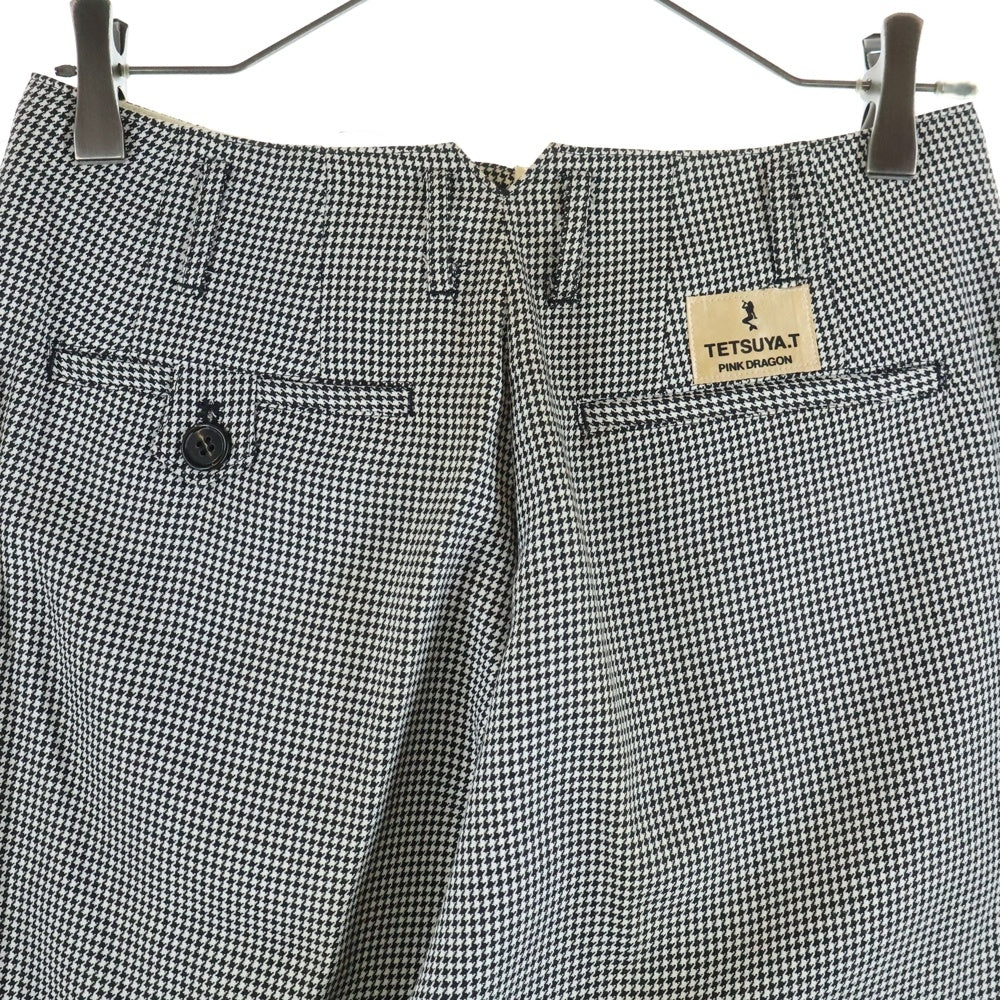 CREAM SODA(クリームソーダ) TETSUYA.T PINK DRAGON テツヤティーピンクドラゴン 千鳥格子柄 テーパードスラックスパンツ グレー