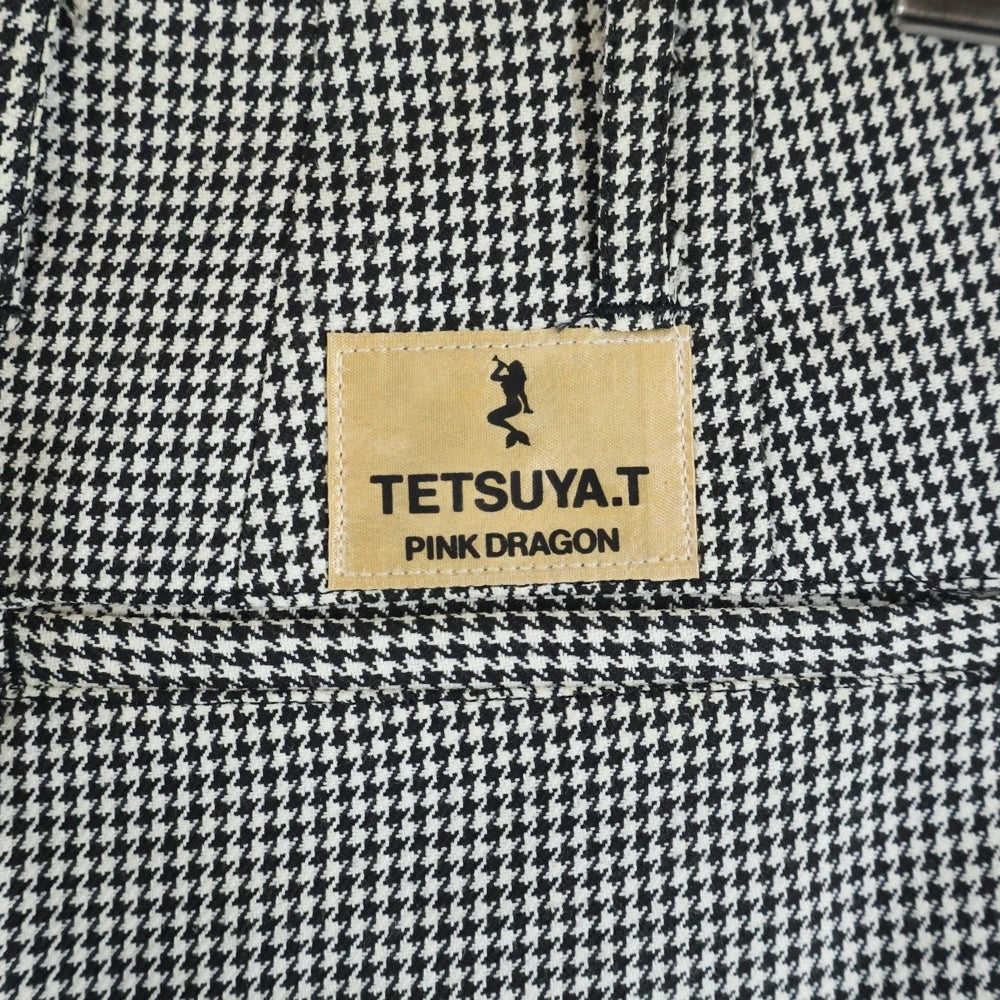 CREAM SODA(クリームソーダ) TETSUYA.T PINK DRAGON テツヤティーピンクドラゴン 千鳥格子柄 テーパードスラックスパンツ グレー