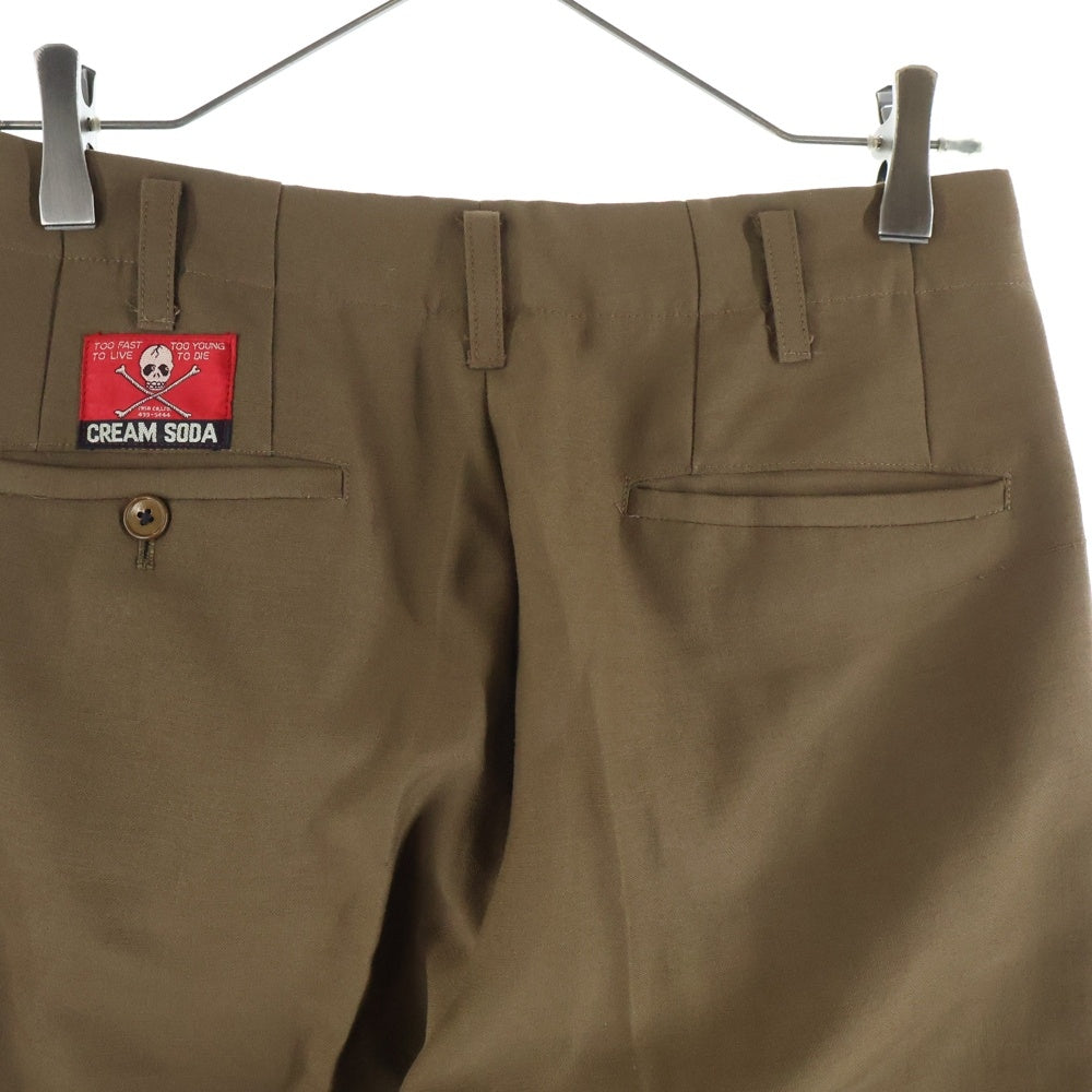 CREAM SODA(クリームソーダ) 2タック ジップアップ テーパードスラックスパンツ ブラウン