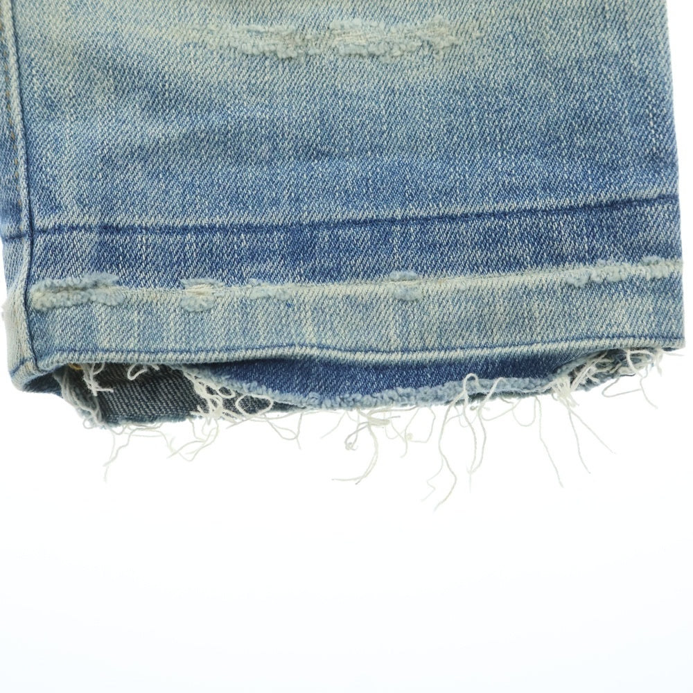 BALMAIN(バルマン) アイスブルーストレッチデニムバイカーパンツ ジーンズ インディゴ S6HT551D204V