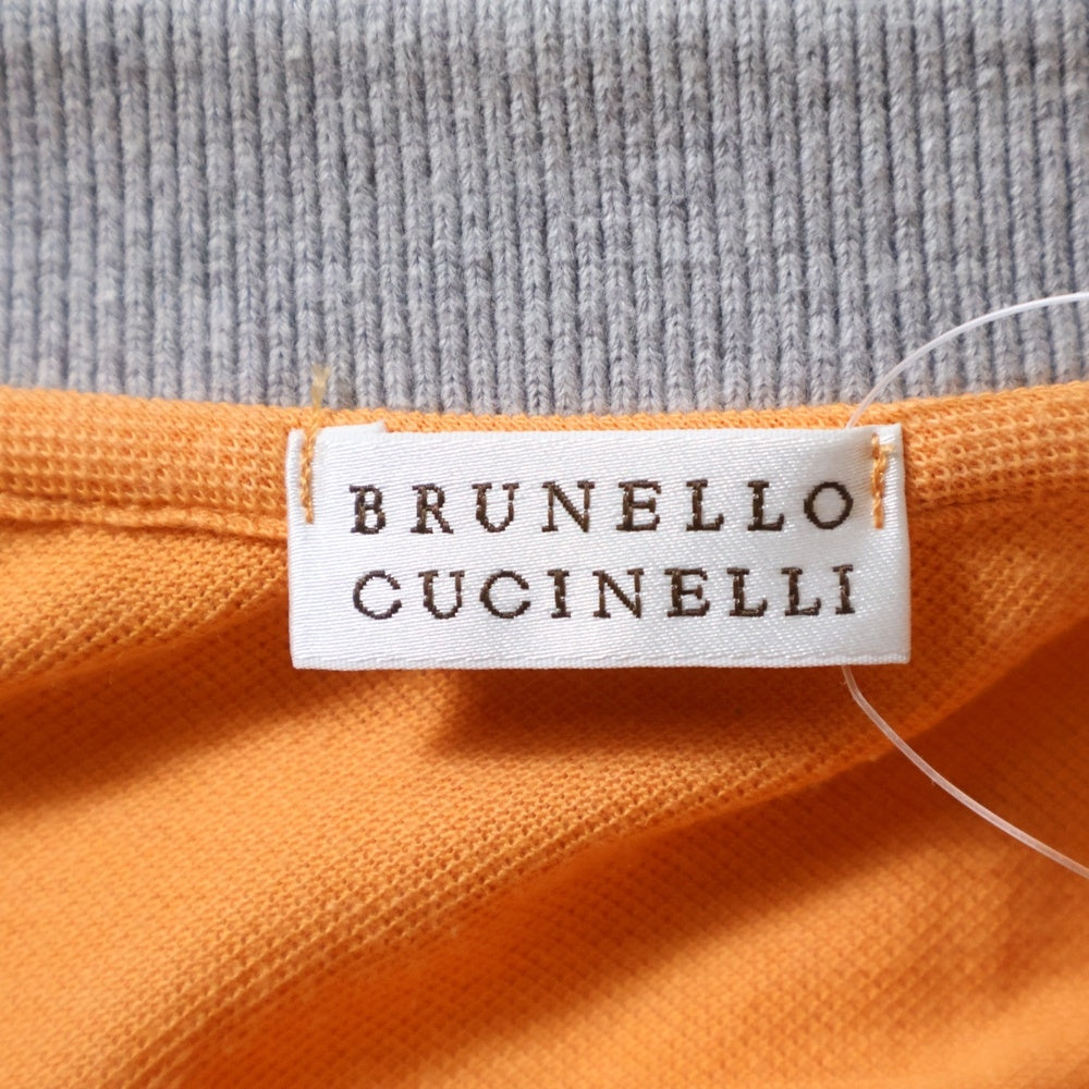 BRUNELLO CUCINELLI(ブルネロクチネリ) 2B カラーデザイン切り替え 半袖ポロシャツ オレンジ DL92837