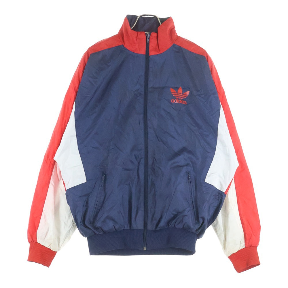 adidas(アディダス) フロントロゴ ジップアップナイロンジャケット ネイビー/レッド/ホワイト