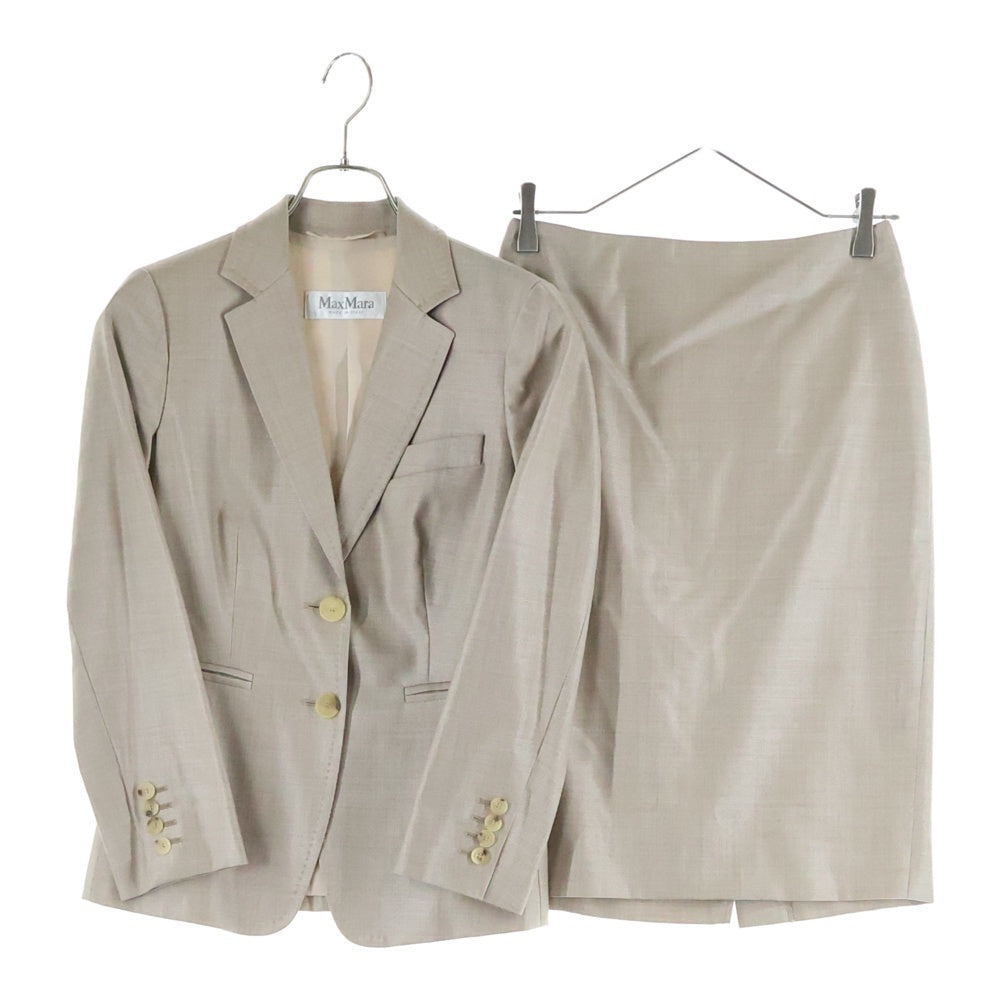 Max Mara(マックスマーラ) ウール セットアップスーツ シングルテーラードジャケット ミドルスカート レディース ブラウン