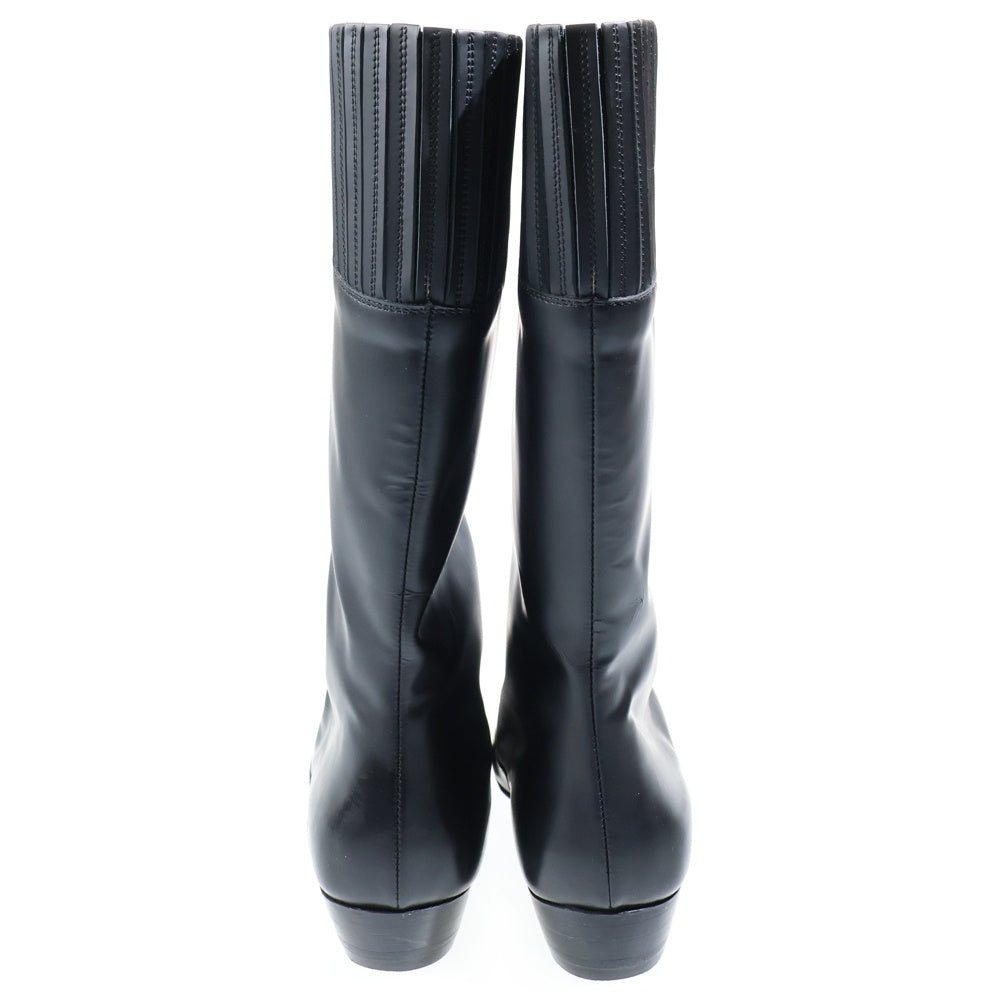 Salvatore Ferragamo(サルヴァトーレ フェラガモ) ラウンドトゥ フロントジップ ロングブーツ レディース ブラック DU31583