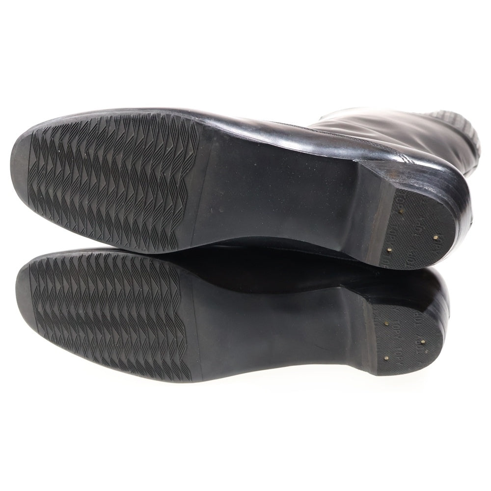 Salvatore Ferragamo(サルヴァトーレ フェラガモ) ラウンドトゥ フロントジップ ロングブーツ レディース ブラック DU31583