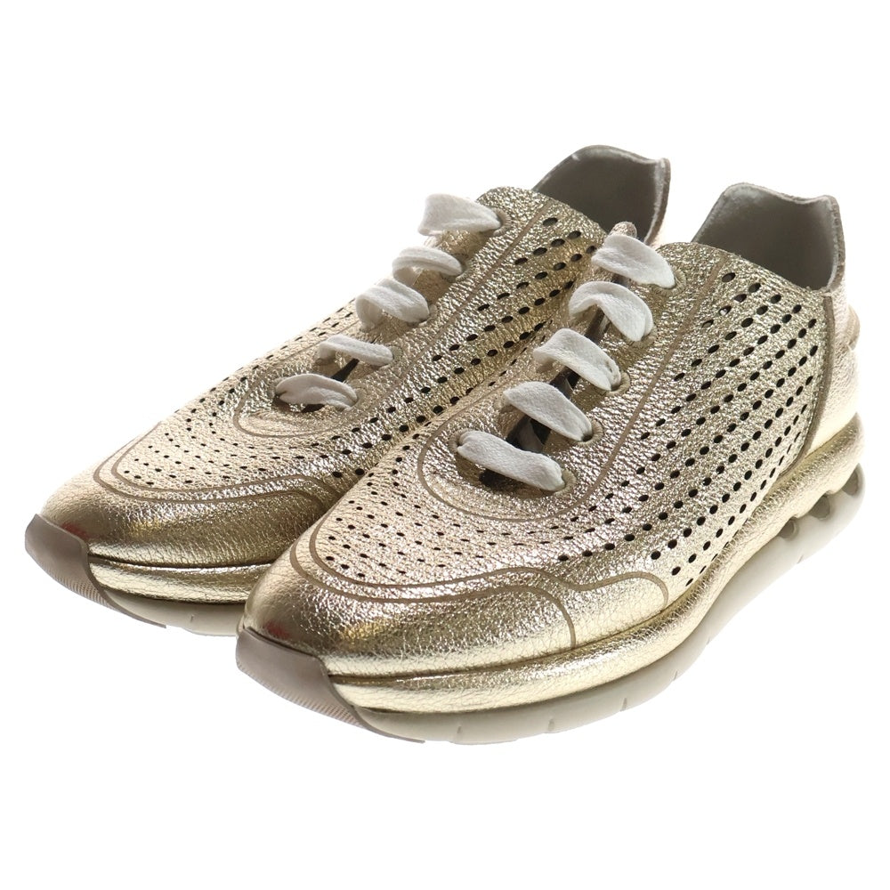 Salvatore Ferragamo(サルヴァトーレ フェラガモ) バックロゴ メッシュローカットスニーカー レディース ゴールド NZ 01980 25