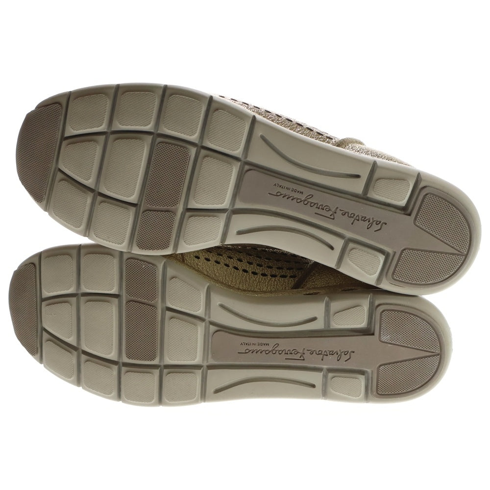 Salvatore Ferragamo(サルヴァトーレ フェラガモ) バックロゴ メッシュローカットスニーカー レディース ゴールド NZ 01980 25