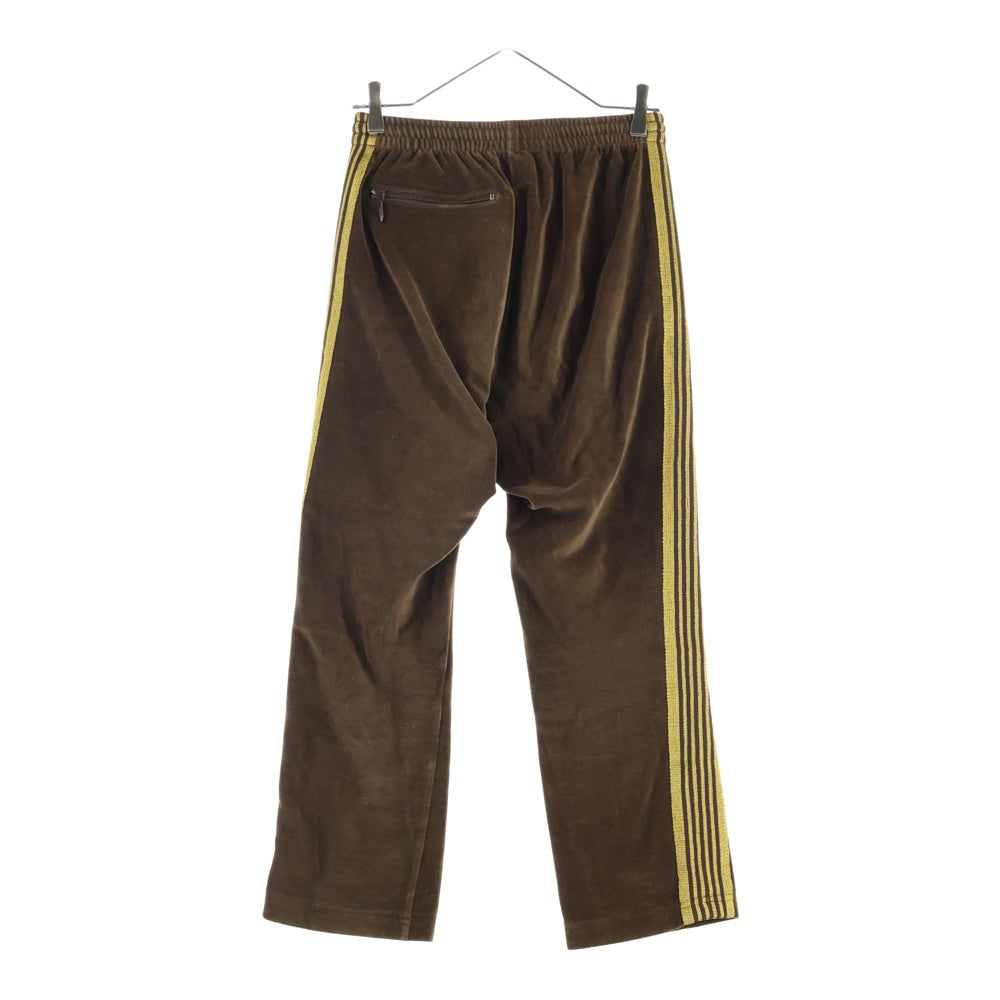 Needles(ニードルス) NARROW TRACK PANT VELOUR ナロー サイドライン ドローストリング ベロア トラックパンツ ブラウン DI179