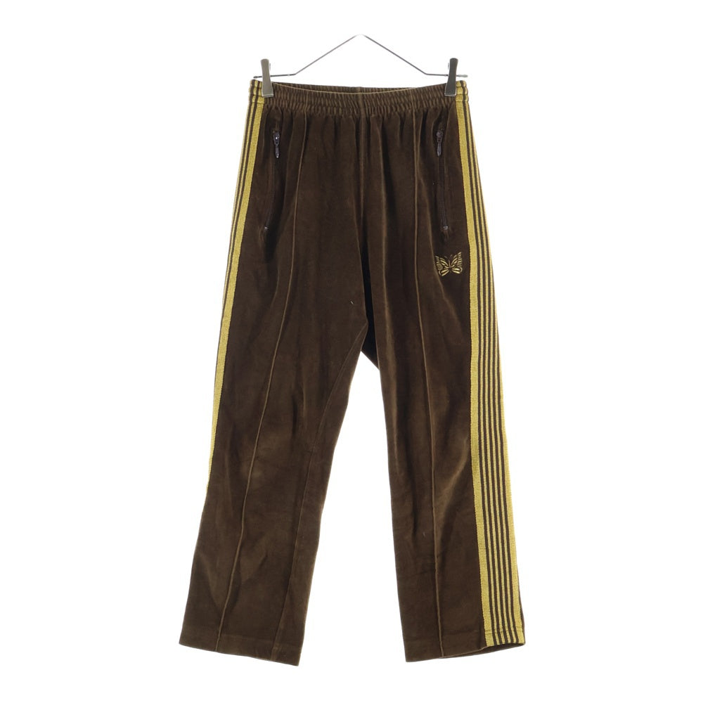 Needles(ニードルス) NARROW TRACK PANT VELOUR ナロー サイドライン ドローストリング ベロア トラックパンツ ブラウン DI179
