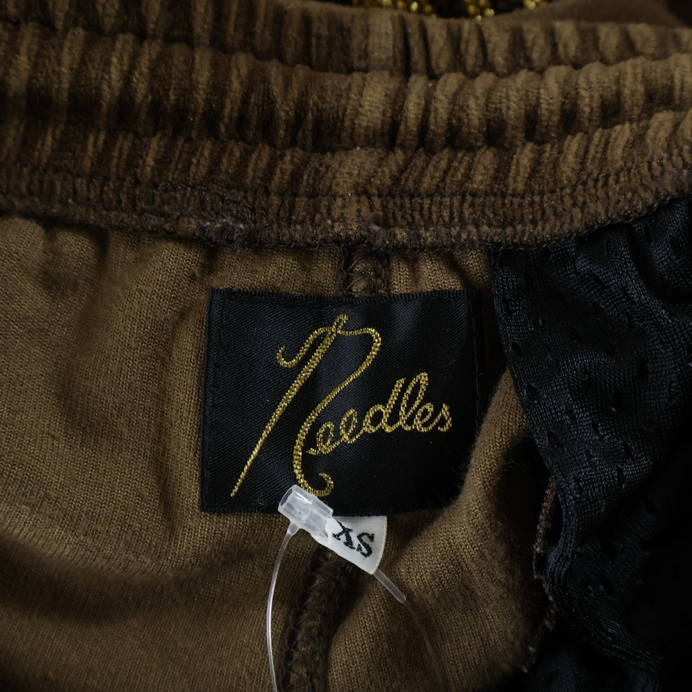 Needles(ニードルス) NARROW TRACK PANT VELOUR ナロー サイドライン ドローストリング ベロア トラックパンツ ブラウン DI179