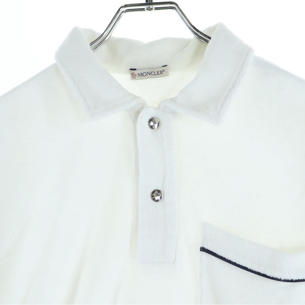 MONCLER(モンクレール) 23SS POLO MANICA CORTA ロゴパッチデザイン パイル地 半袖ポロシャツ ホワイト I10918A00017