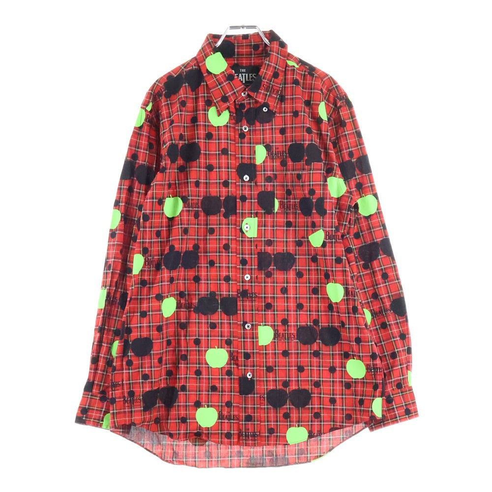 THE BEATLES COMME des GARCONS(ザビートルズ コムデギャルソン) AD2011 APPLE CORPS アップル コア ドット柄 レギュラーカラー 長袖シャツ レッド VI-B002