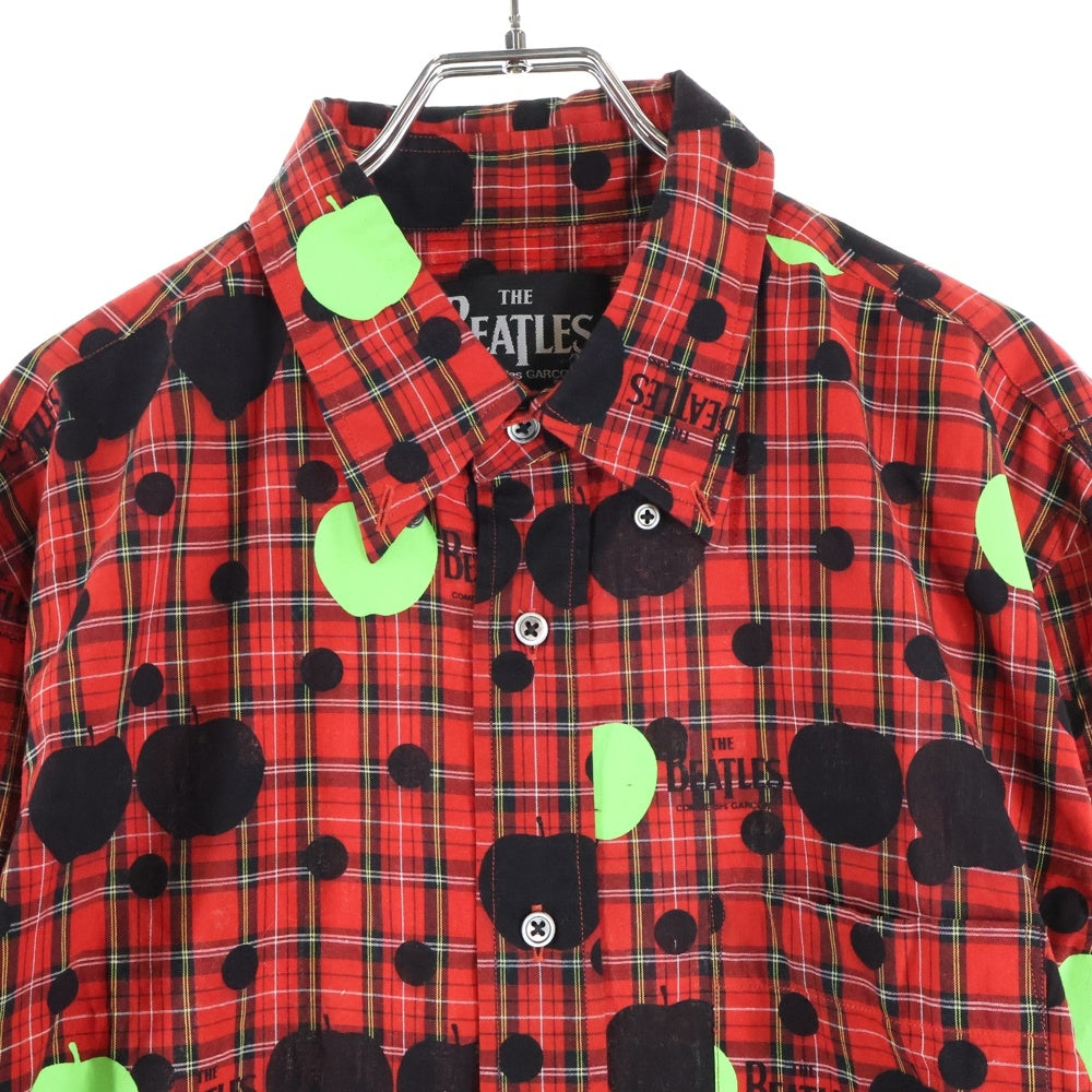 THE BEATLES COMME des GARCONS(ザビートルズ コムデギャルソン) AD2011 APPLE CORPS アップル コア ドット柄 レギュラーカラー 長袖シャツ レッド VI-B002