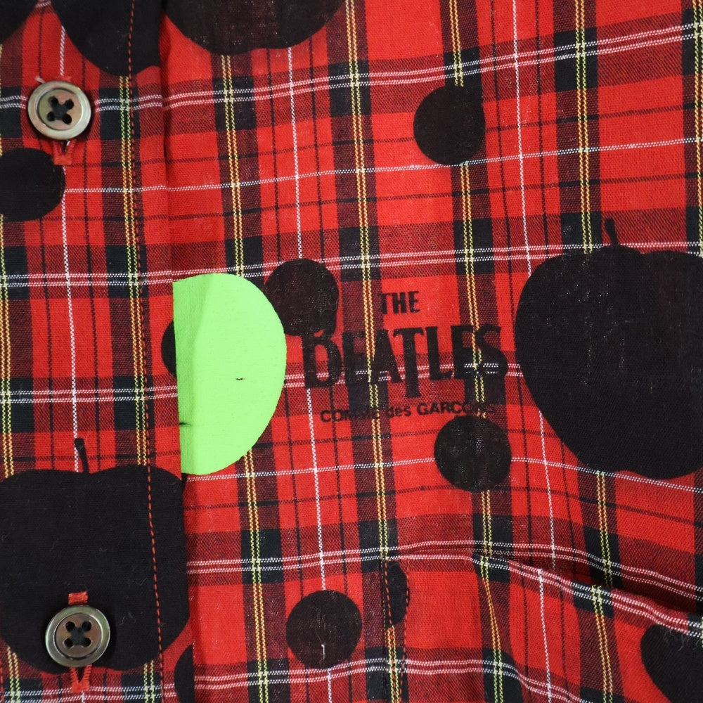 THE BEATLES COMME des GARCONS(ザビートルズ コムデギャルソン) AD2011 APPLE CORPS アップル コア ドット柄 レギュラーカラー 長袖シャツ レッド VI-B002
