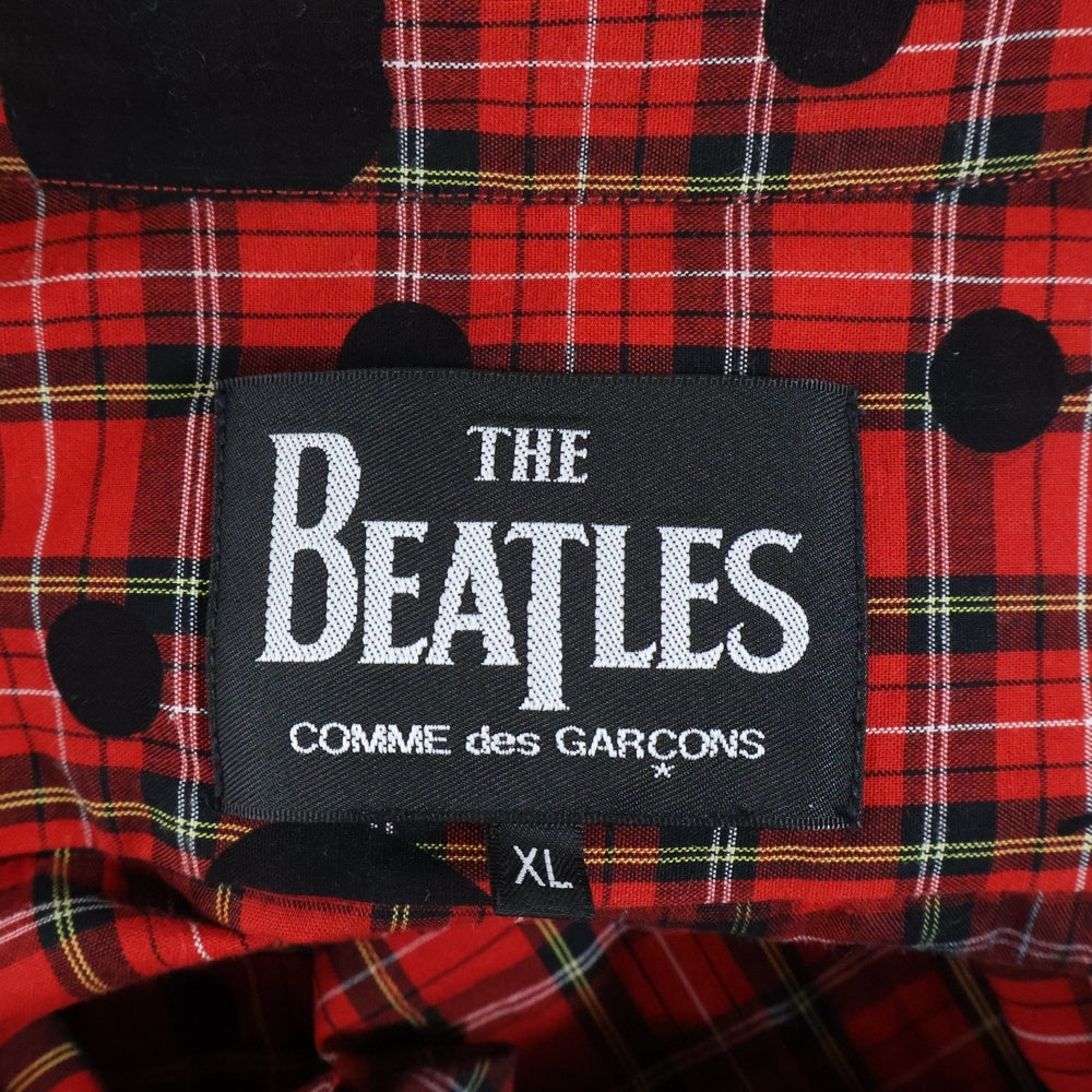 THE BEATLES COMME des GARCONS(ザビートルズ コムデギャルソン) AD2011 APPLE CORPS アップル コア ドット柄 レギュラーカラー 長袖シャツ レッド VI-B002