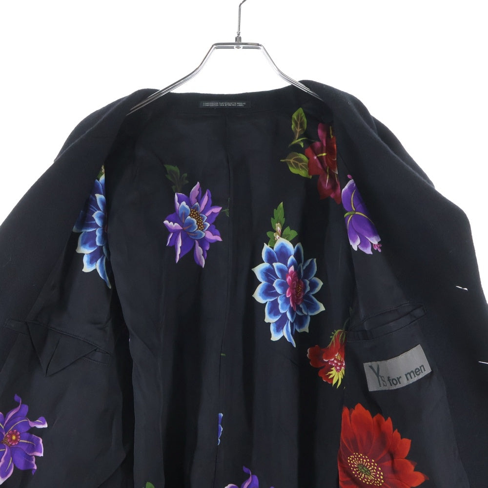 Y's for men(ワイズフォーメン) 25AW フラワーモチーフデザイン マルチポケット ウール シングル テーラードジャケット ブラック MJ-J16-802