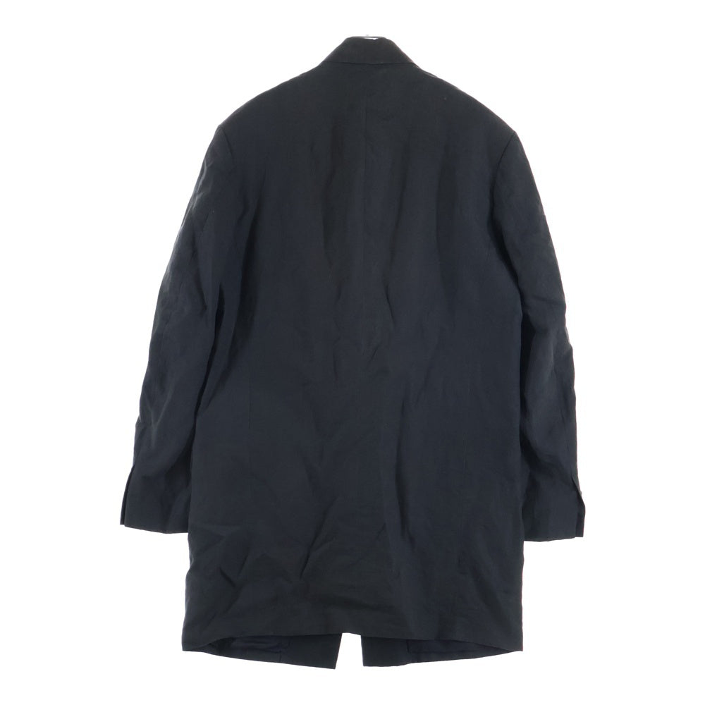 Yohji Yamamoto POUR HOMME(ヨウジヤマモト プールオム) 98SS 花刺繍 リネン 3B ロングテーラードジャケット コート ブラック HJ-J97-378