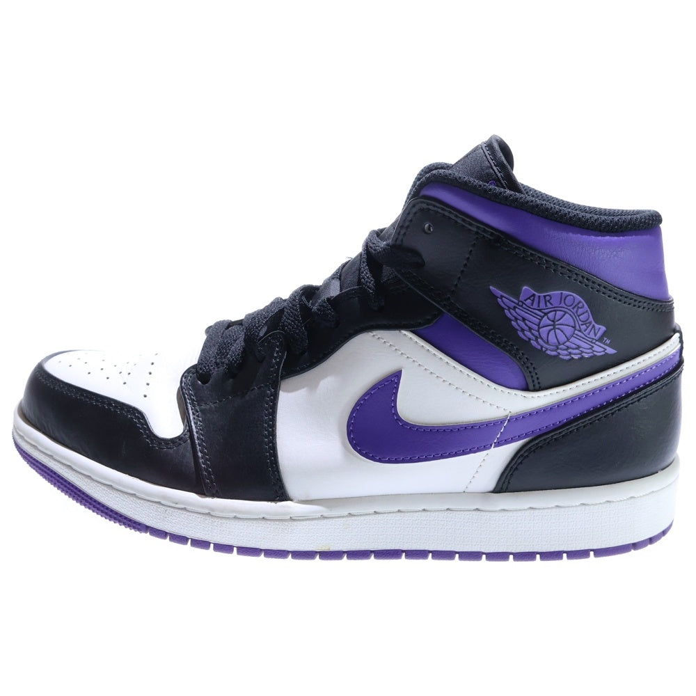 NIKE(ナイキ) AIR JORDAN 1 MID エアジョーダン1 ミッドカットスニーカー ブラック/パープル US9.5/27.5cm 554724-095