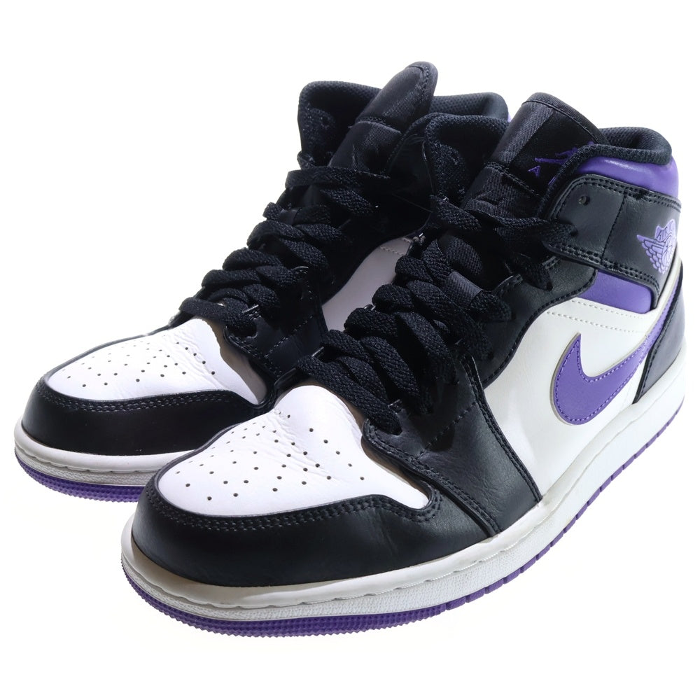 NIKE(ナイキ) AIR JORDAN 1 MID エアジョーダン1 ミッドカットスニーカー ブラック/パープル US9.5/27.5cm 554724-095