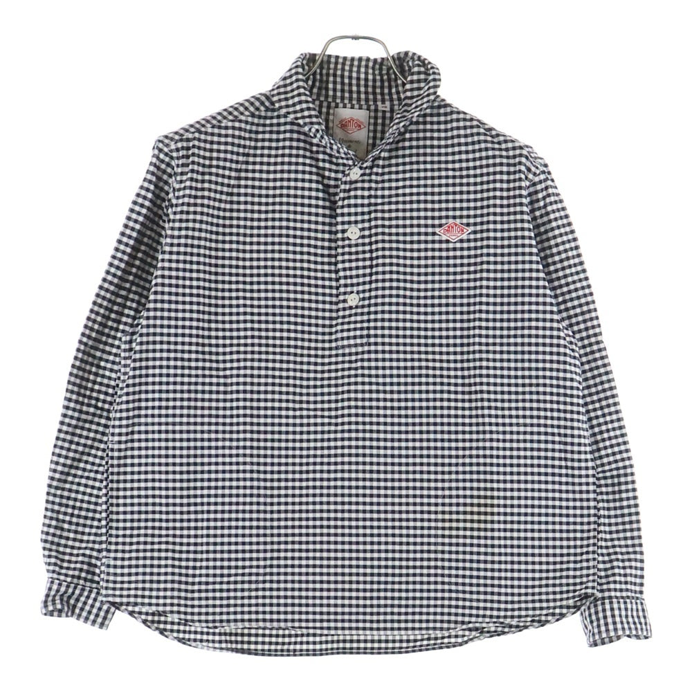 DANTON(ダントン) 20AW ギンガムチェック コットン ツイル バンドカラー ロングスリーブ 長袖 シャツ ブラック/ホワイト 20A-WS-001