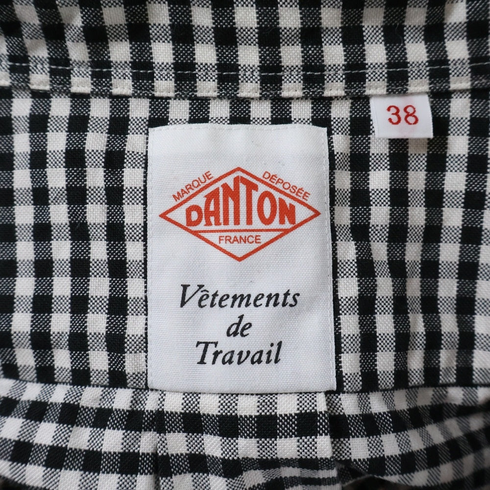 DANTON(ダントン) 20AW ギンガムチェック コットン ツイル バンドカラー ロングスリーブ 長袖 シャツ ブラック/ホワイト 20A-WS-001